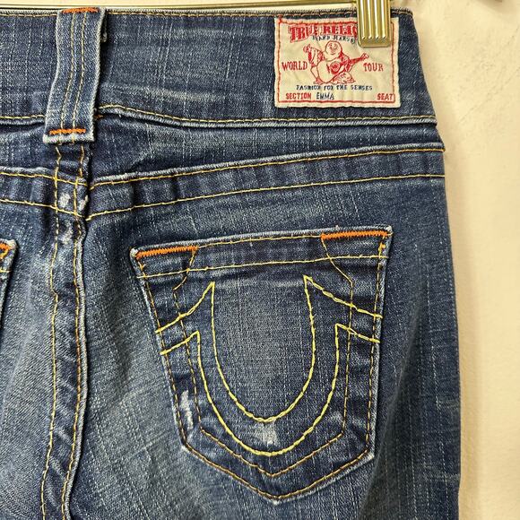 Sz 26 Y2K VTG True Religion Low Rise Wide Band Jeans USA Made Elena Gilbert 2000 - Picture 3 of 7
